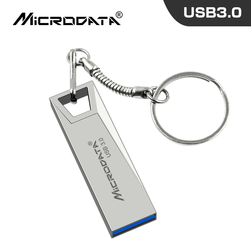 Серебристый USB 3.0 Flash Drive Metal mini Pendrive 16GB 32GB 64GB 128GB USB Stick cle usb Personalized Logo Pen Drive Key Ring USB Flash - Цвет: Серебристый
