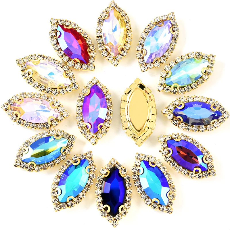 Камни для шитья в форме конского глаза 20 шт.|Стразы| |