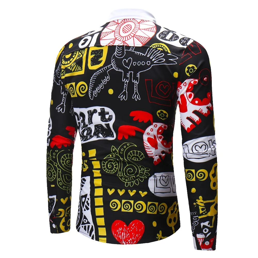 Men Flower Shirts Long Sleeve Shirts Slim Fit Men 3D Printed Shirts Spring Autumn Casual Hawaiian Shirts for Mens Clothing