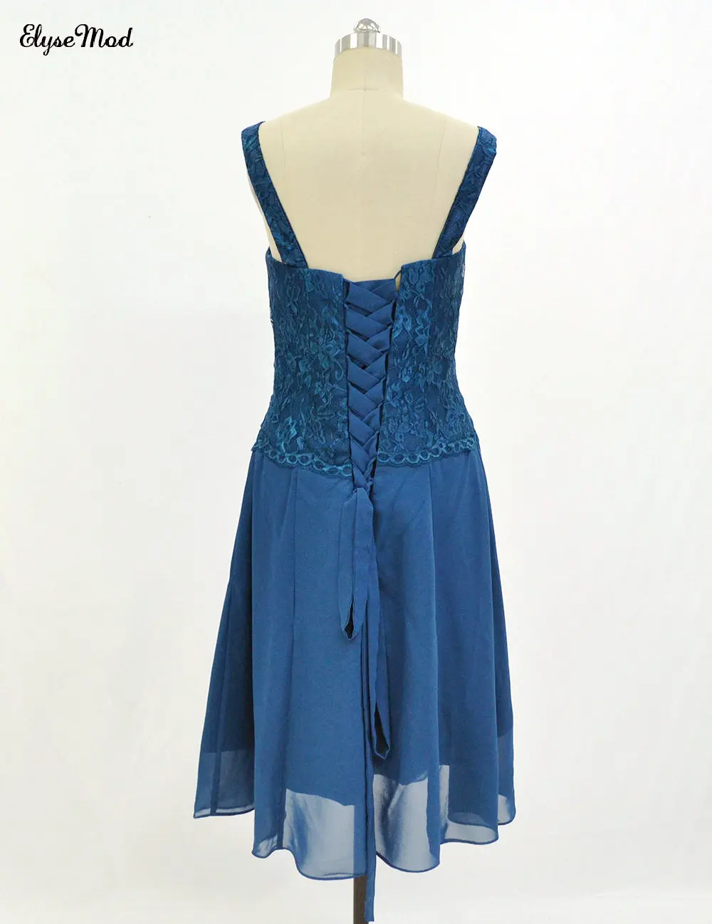 Новые синие Кепки рукава по колено Чирок кружевные коктейльные платья из