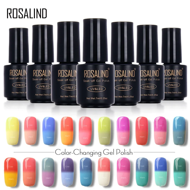 ROSALIND 7 мл температурный меняющий гель лак для ногтей Хамелеон цвет теплый