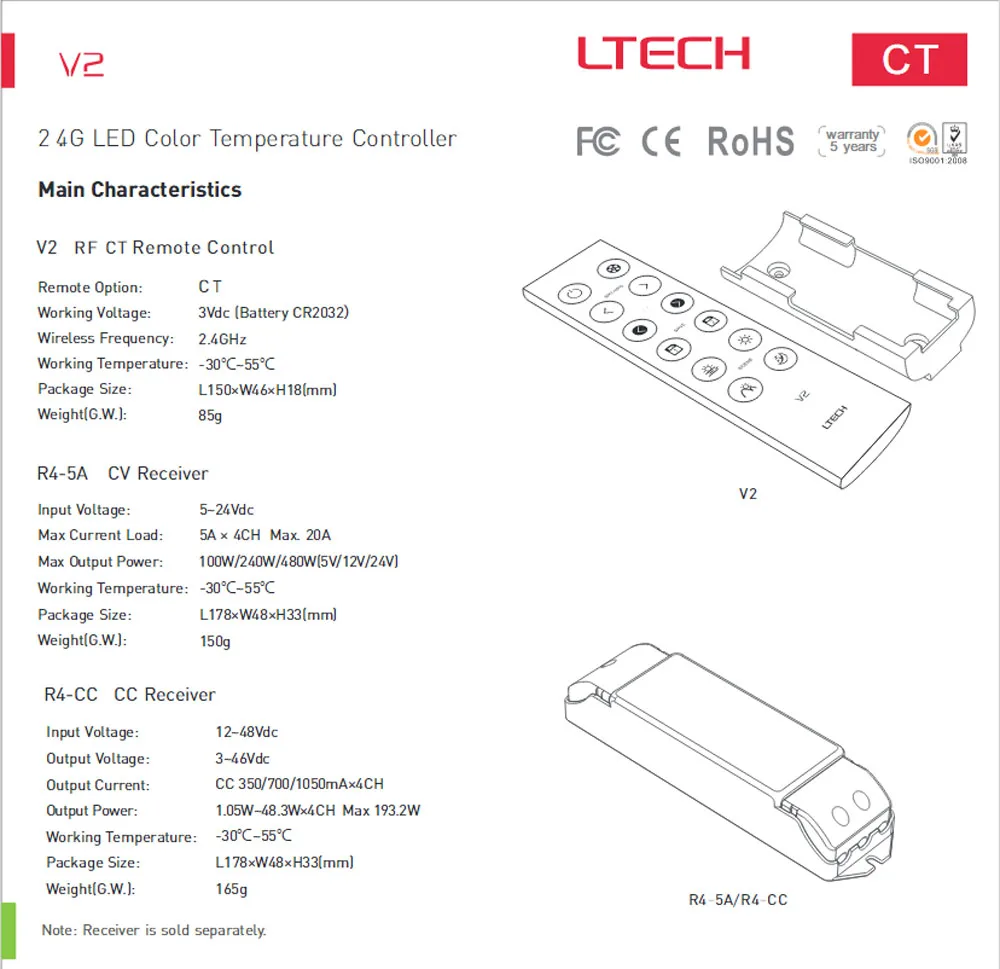 LTECH V2 RF CT удаленного цветной регулятор температуры|Контролеры RGB| |