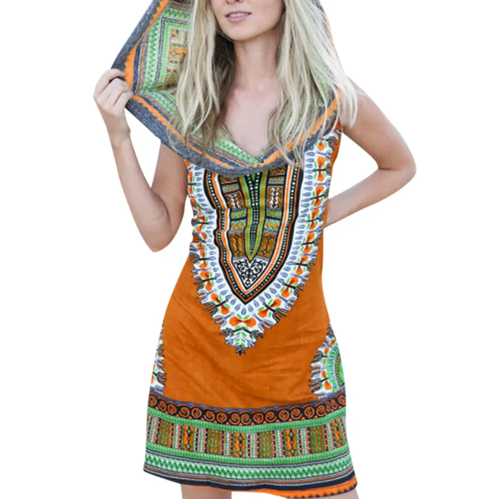 Женское платье с цифровым принтом приталенное модное капюшоном Vestidos de fiesta