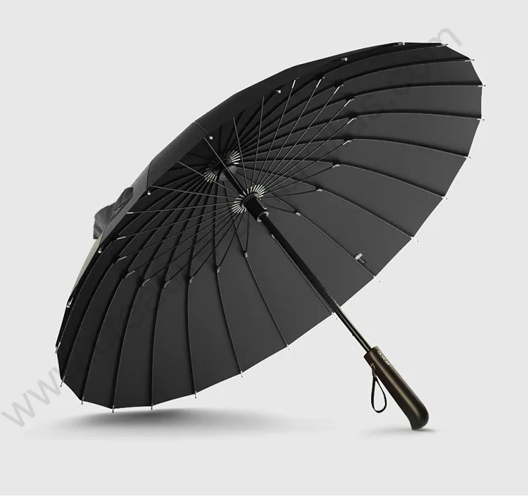 2pcs/lot 100cm Hand open anti-thunder 24 fiberglass ribs solid colour business windproof umbrella water repellent wooden parasol | Дом и сад