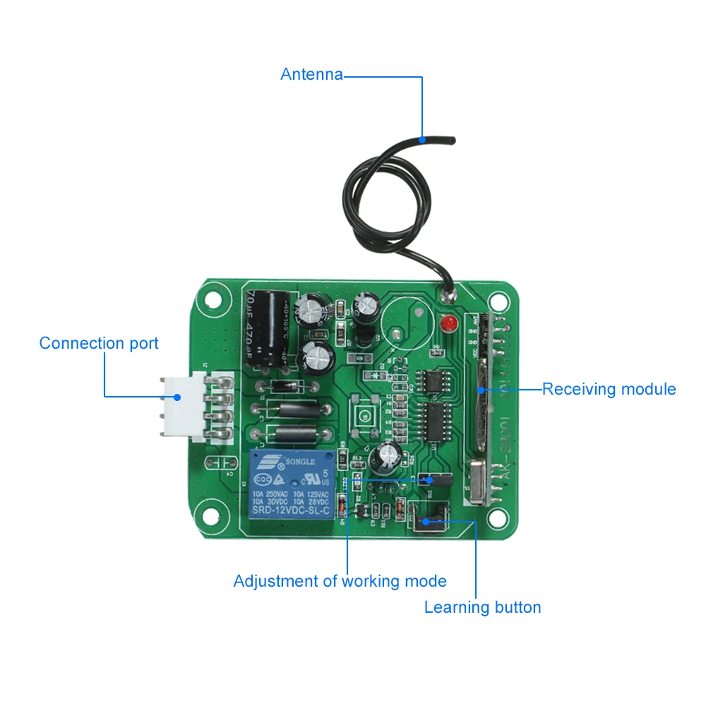 Беспроводной смарт-выключатель для гаражных дверей 433 МГц 12-24 в пост. Тока |