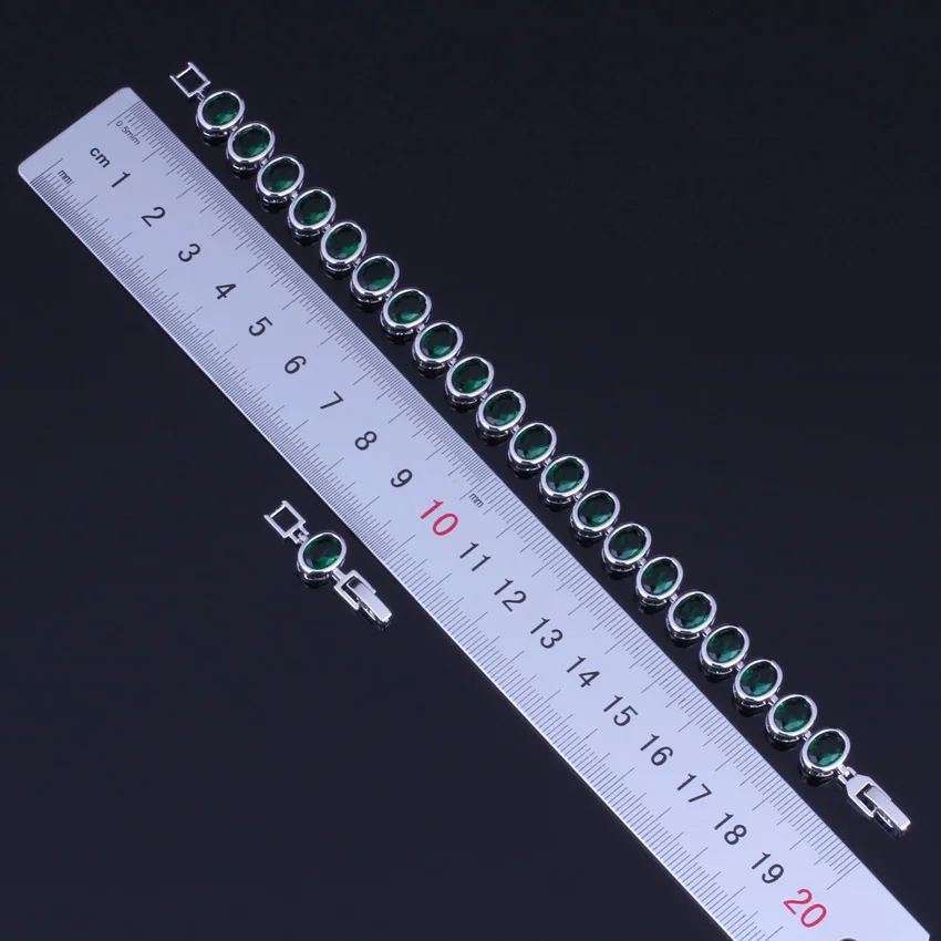 Овальное яйцо зеленый кубический цирконий посеребренный звеньевой
