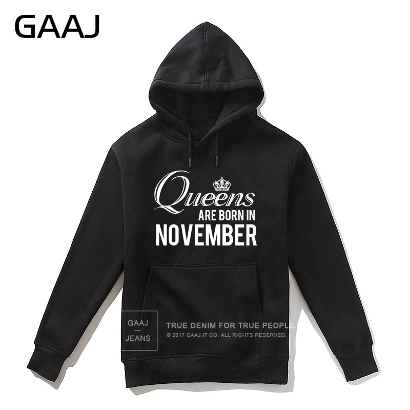 GAAJ "Queens are born in November" мужская толстовка с капюшоном, Женская толстовка на молнии, Мужская Высококачественная флисовая толстовка с принтом в стиле хип-хоп
