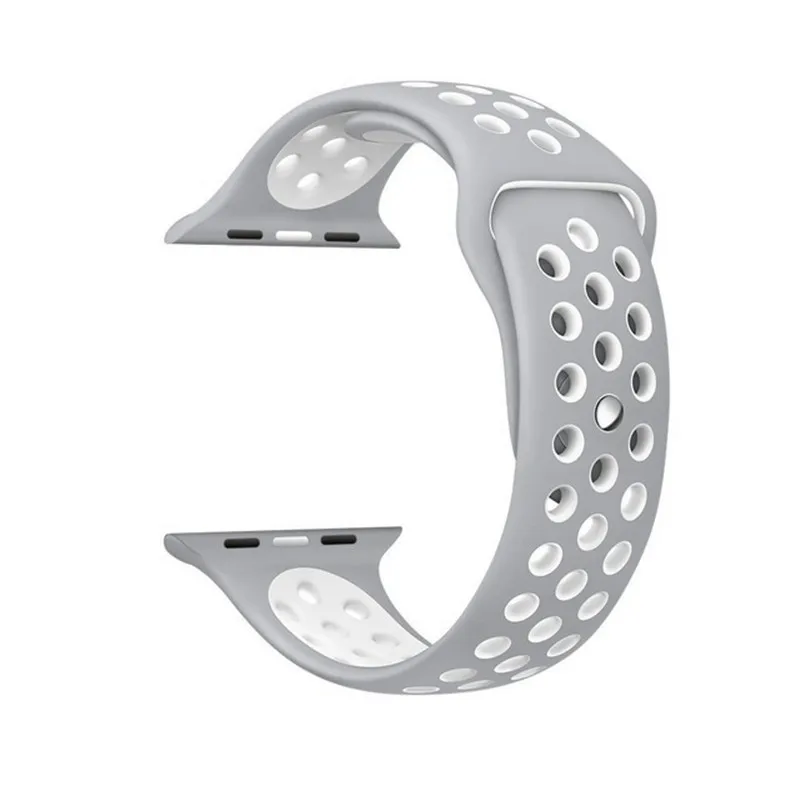 silver white Спортивный силиконовый ремешок для Apple watch 5 4 3 2 1 дышащий браслет ремешок correa Apple watch 42 мм 38 мм для Nike+ iwatch 44 мм 40 мм - Цвет ремешка: silver white