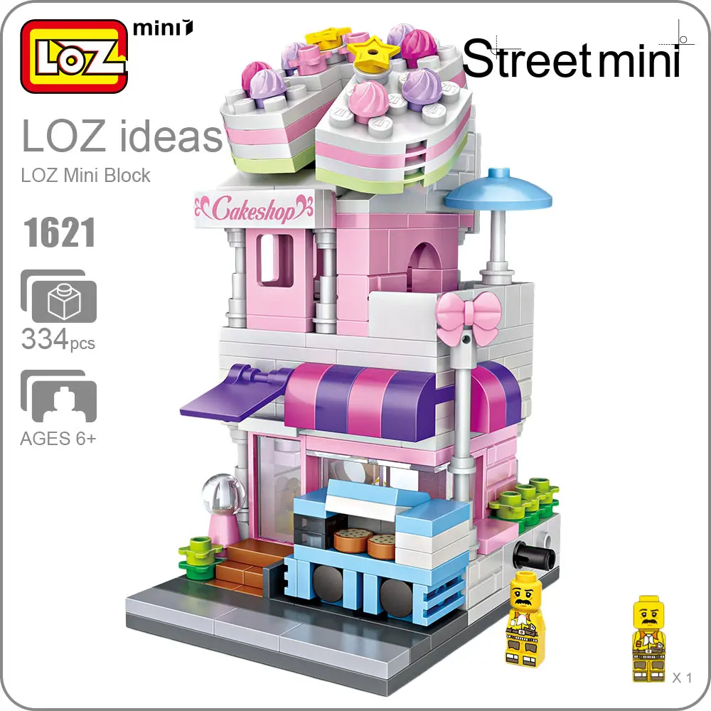 LOZ Mini Blocks Diy Commercial street business Cake Shop Shiduo Store Instrument Bookstore toys for children | Игрушки и хобби