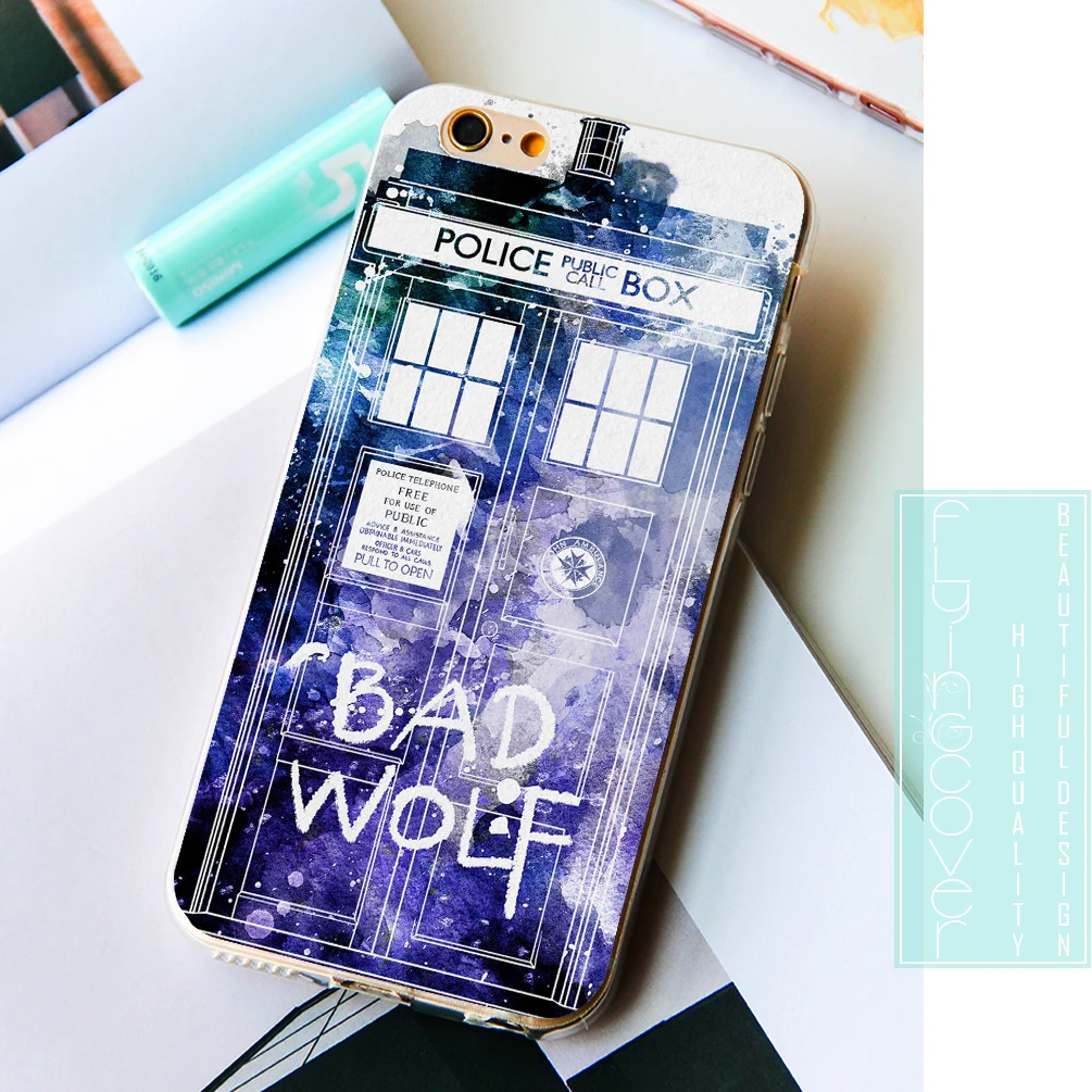 Coque Bad Wolf с изображением ТАРДИСа из сериала Доктор Кто Мягкие силиконовые чехлы