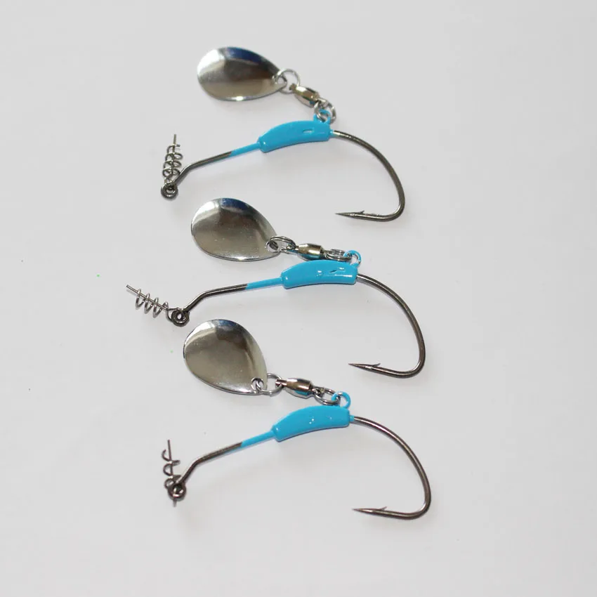 

Новая Рыболовная Приманка 5 шт./лот 3/0 4/0 крючок Мягкая приманка Рыболовная Снасть рыболовный крючок лезвие приманка Спиннер приманка свимбе...