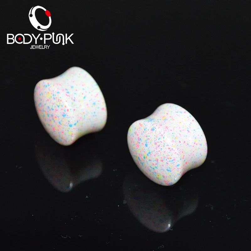 

BODY PUNK White Rainbow Rejection Point Acrylic Ear Plug Gauge Expander Stretcher Flesh Tunnel 6-25mm Piercing Body Jewelry