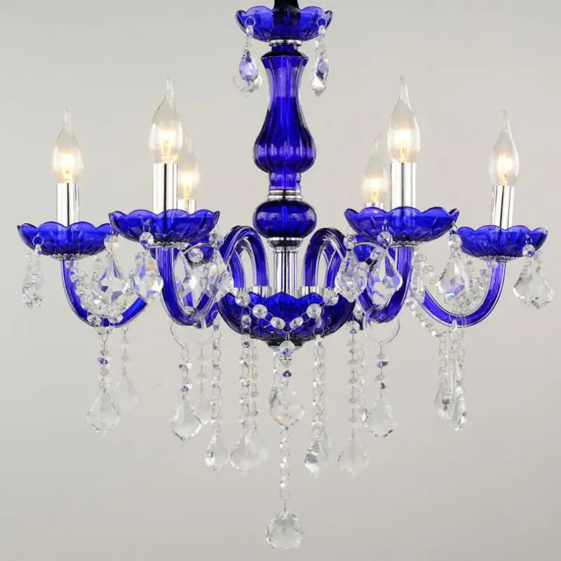 Традиционная морская синяя Люстра для кафе Италия 6 18 шт. серебряных свечей лобби