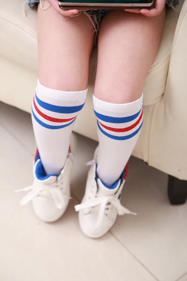 Чулки для девочек хлопковые полосатые гольфы игры в футбол маленьких принцессы