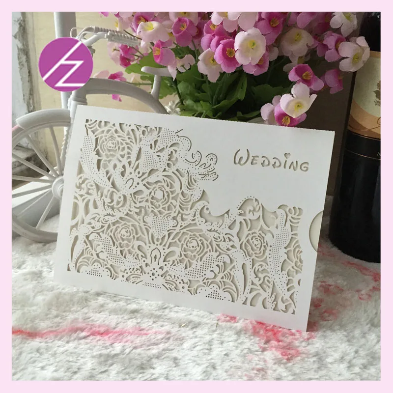 

100pcs Wedding Invitation Card Custom Wedding Cards Invitation 2018Laser Cut Pearl Paper Vintage Wedding Party Birthday Supplies