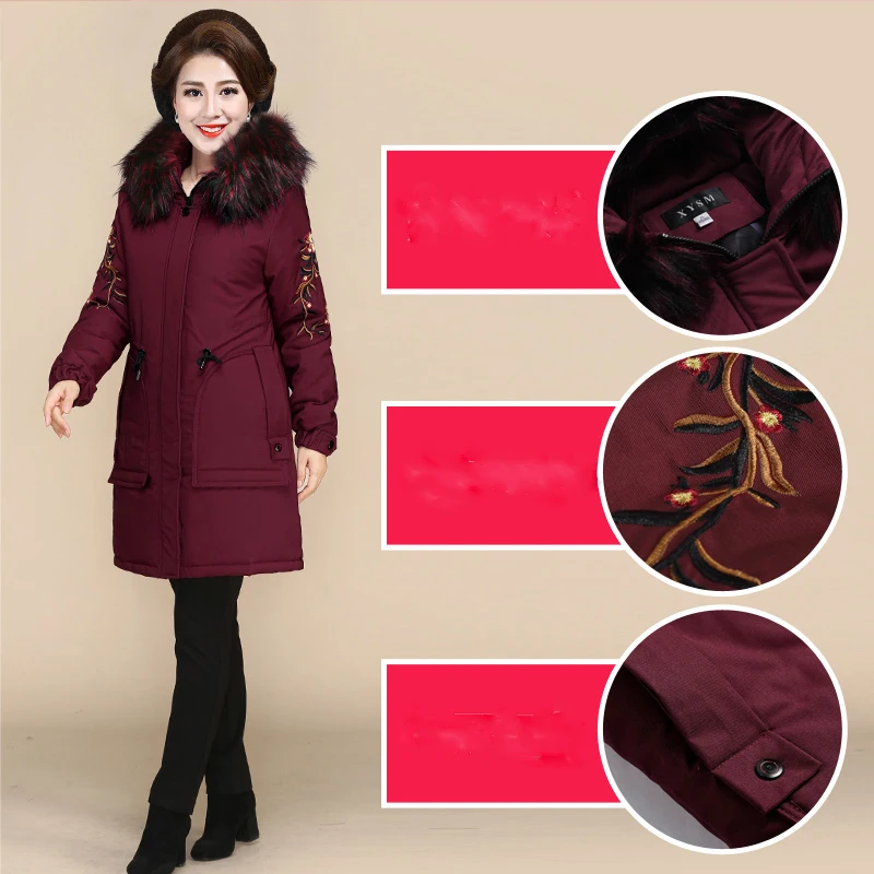 

2021New Winter Women Parka Coat Korean Padded Jacket Thicken Female Models In The Long Section Hooded Cotton Padded Warm Coat 5X