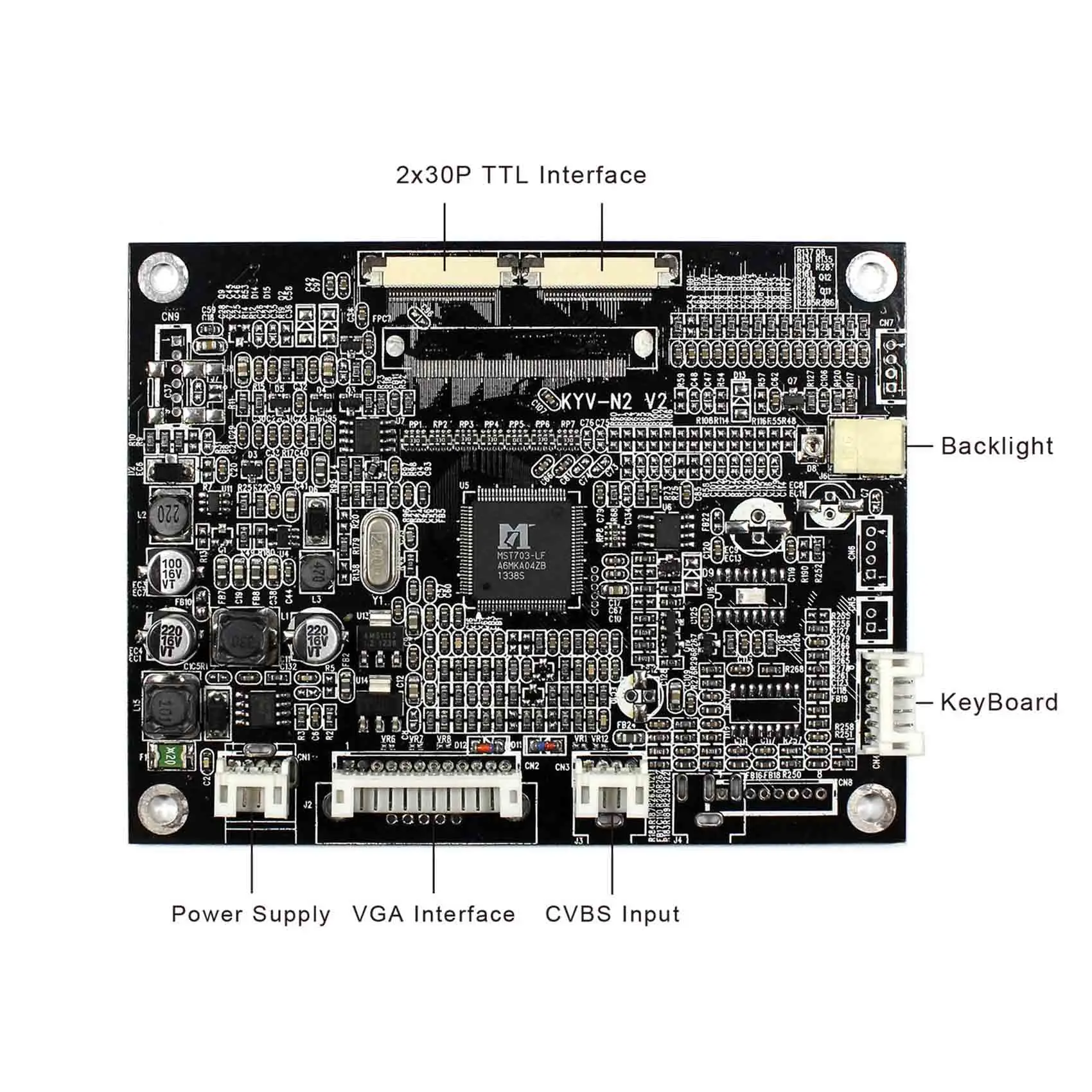 VGA+AV LCD Controller Board KYV-N2 V2 For 10.2&quot AT102TN03 800x480 Panel | Электроника