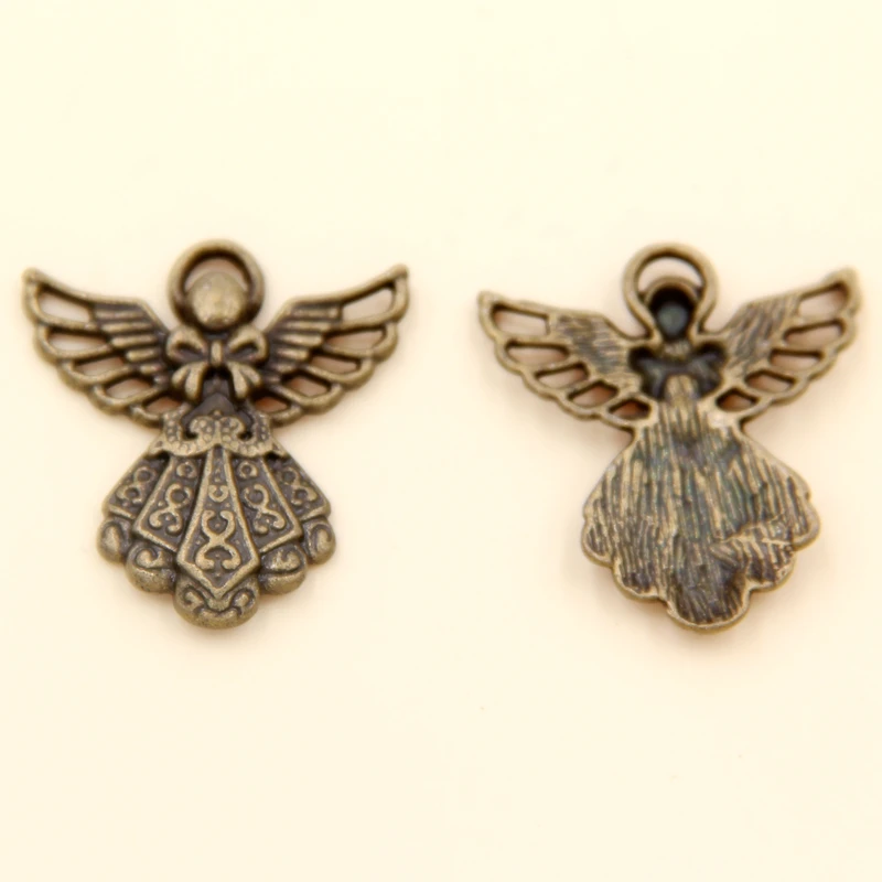 

Wholesale 22pcs Ancient Cyan Angel Charms Pendants 26x13.5mm
