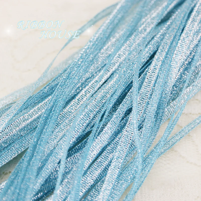 (40 meters/lot) 1/8'' (3mm) Sky Blue Metallic Glitter Ribbon Colorful gift package ribbons wholesale | Дом и сад