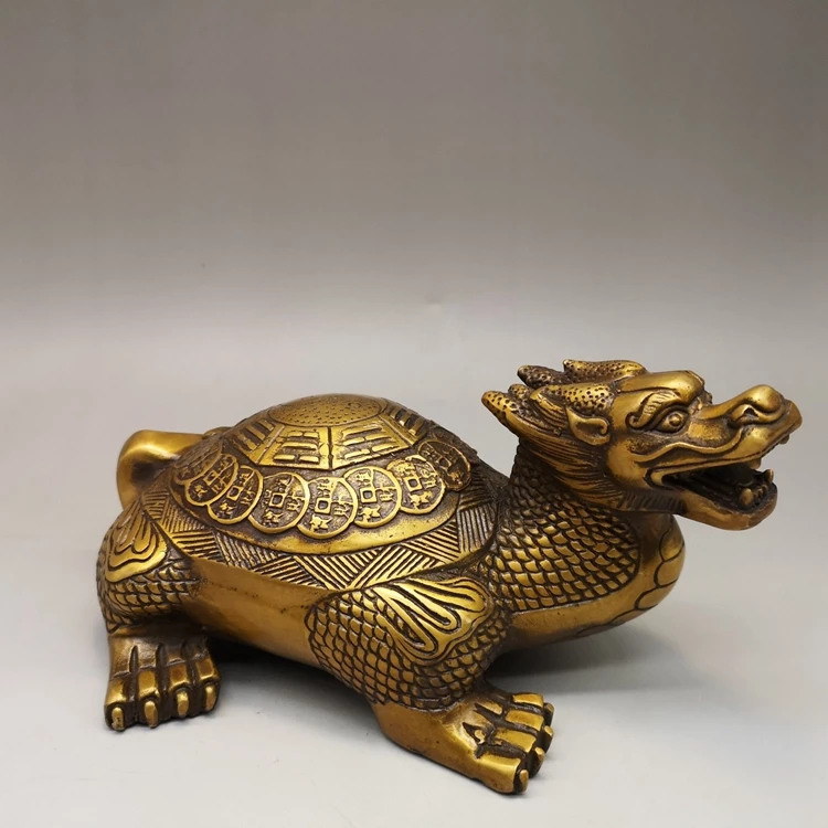 Медная Статуя антикварной династии QingDynasty благоприятный зверь украшение для