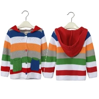 rainbow striped children cardigans baby girls coats clothes boy sweater wool knitted hooded kids jackets girl jumpers 3 10years