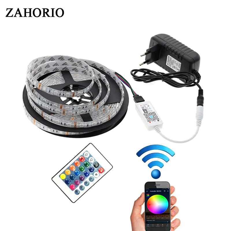 Led Strip SMD 5050 Waterproof RGB 5M 10M Tape Light Wifi/Music/24key/44key Controller DC12V Power Flexible Home Decoration | Лампы и