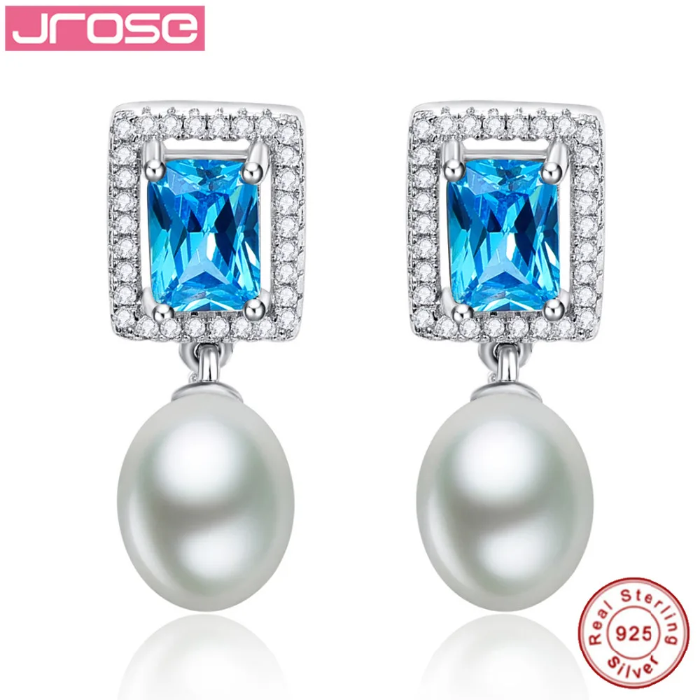 Jrose 100 Аутентичные серьги из стерлингового серебра 925 пробы пресноводные 2 5x8 мм