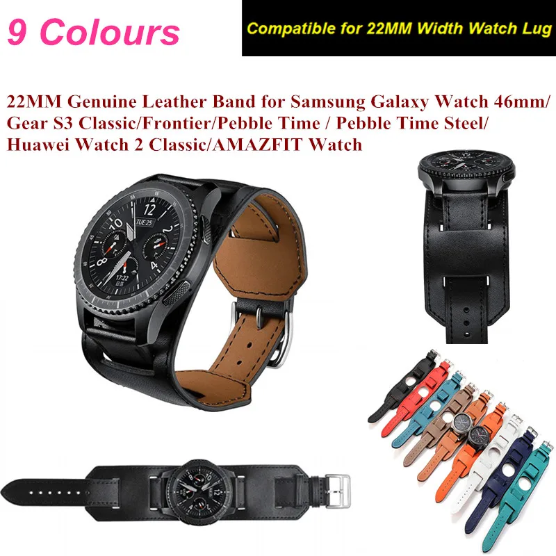 22 мм Современная застежка ремешок из натуральной кожи для huawei часы GT samsung Galaxy Watch 46 MM браслет ремешок для наручных часов для Шестерни S3 браслет
