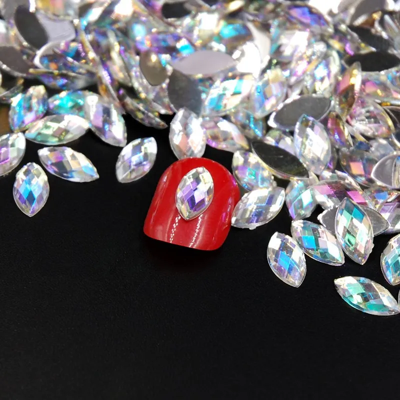 Клей Стразы для ногтей кристально прозрачный AB конский глаз дизайн акриловые