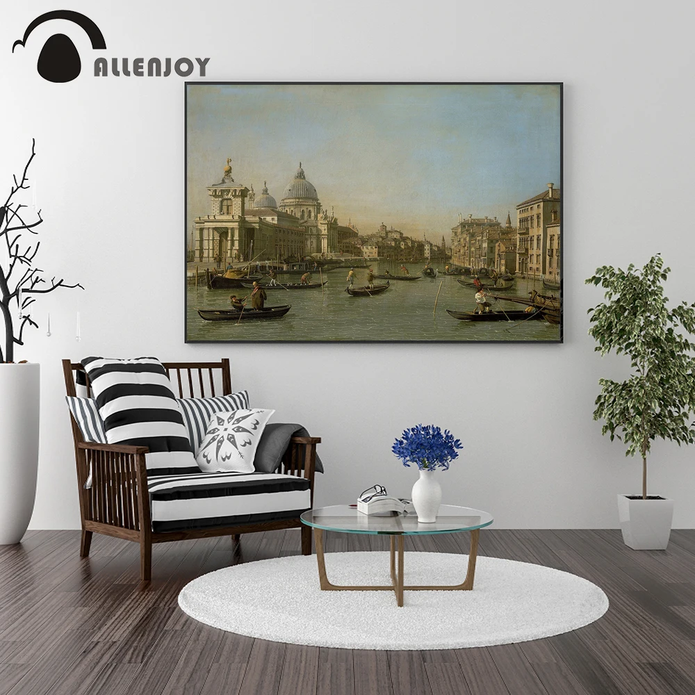 Allenjoy масляные краски Венеция здания лодка водоросли холст картины ретро Плакаты