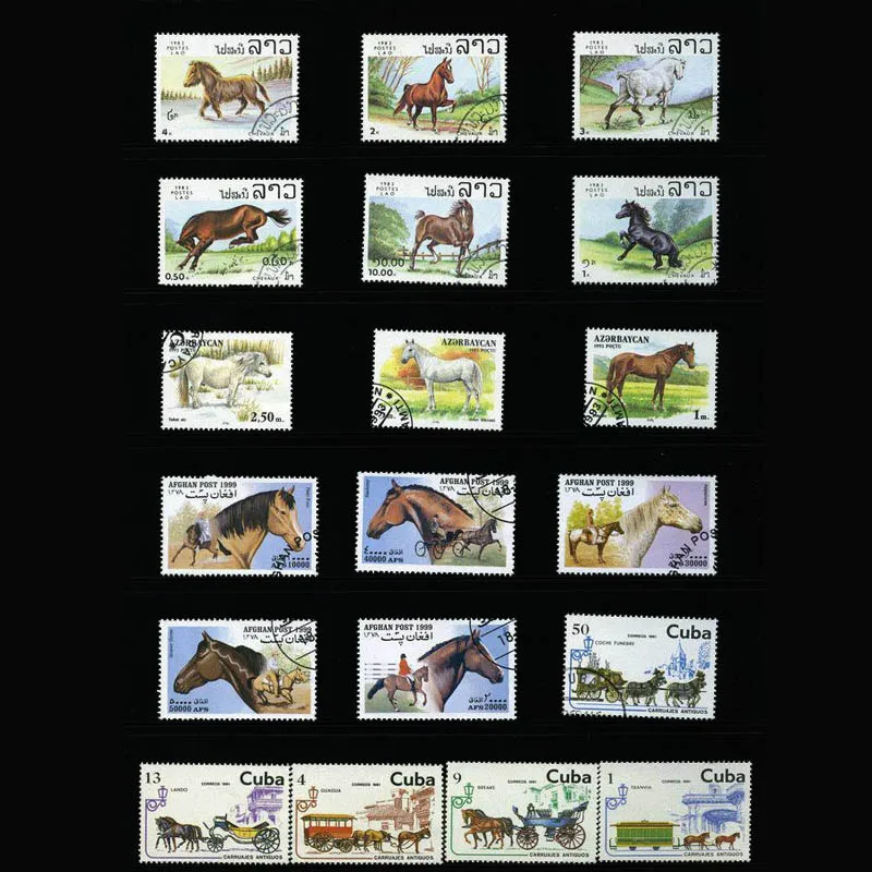 Horse 250 шт./лот из всего мира неиспользованные почтовые штампы с почтовой маркой