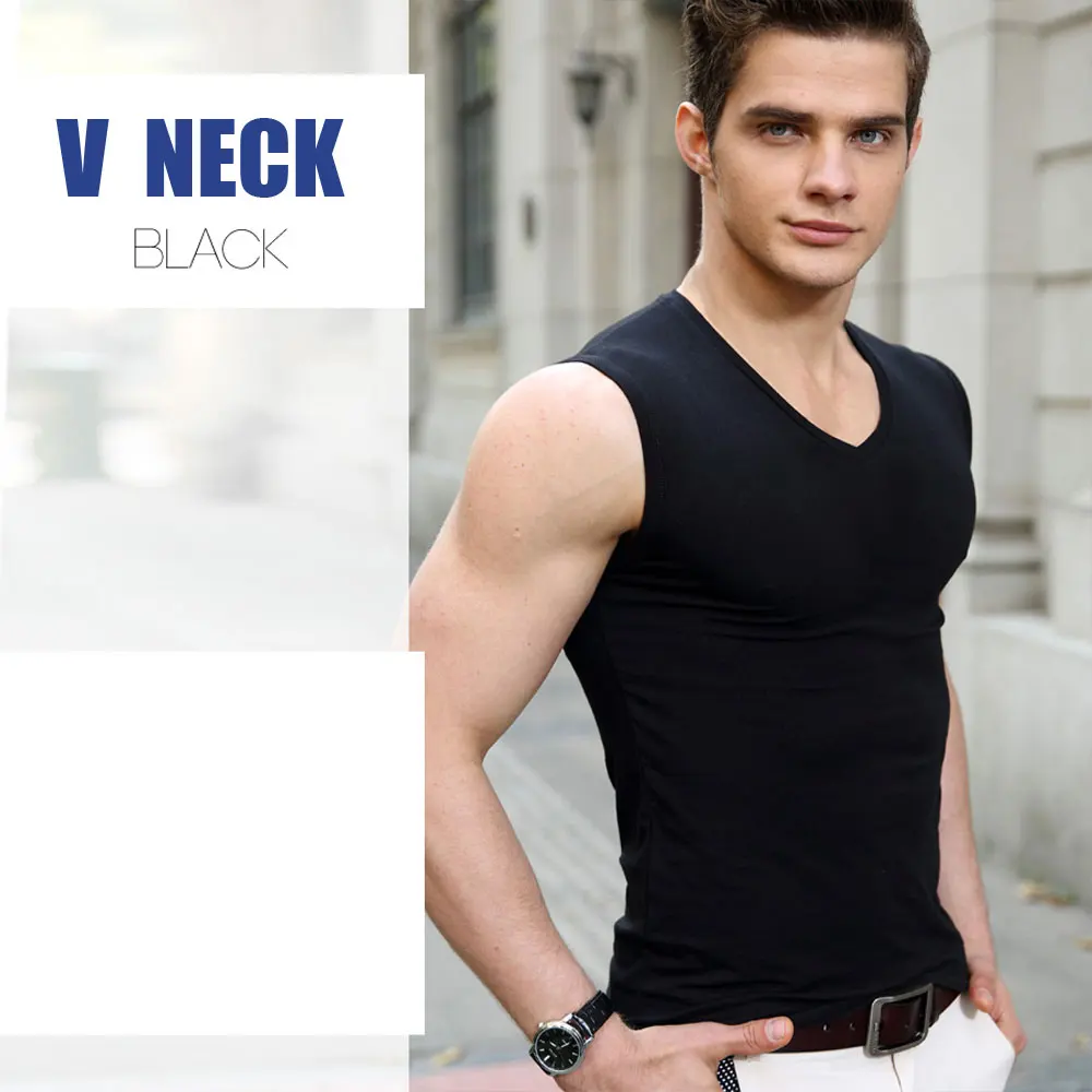 V Neck Black Летний стиль хлопок майка Мужская Нижняя Майка бренд качество мужской жилет для бодибилдинга стрейч майка человек без рукавов - Цвет: V Neck Black
