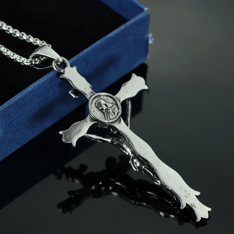 Классическое винтажное ожерелье с кулоном в виде Креста Иисуса модная цепочка на