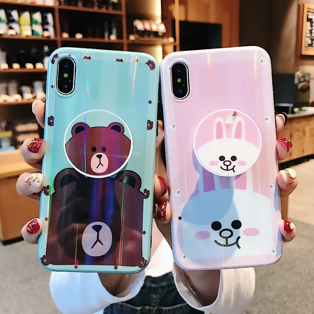 Милый мультяшный медведь кошка телефонные чехлы для iPhone X Глянцевая Северное