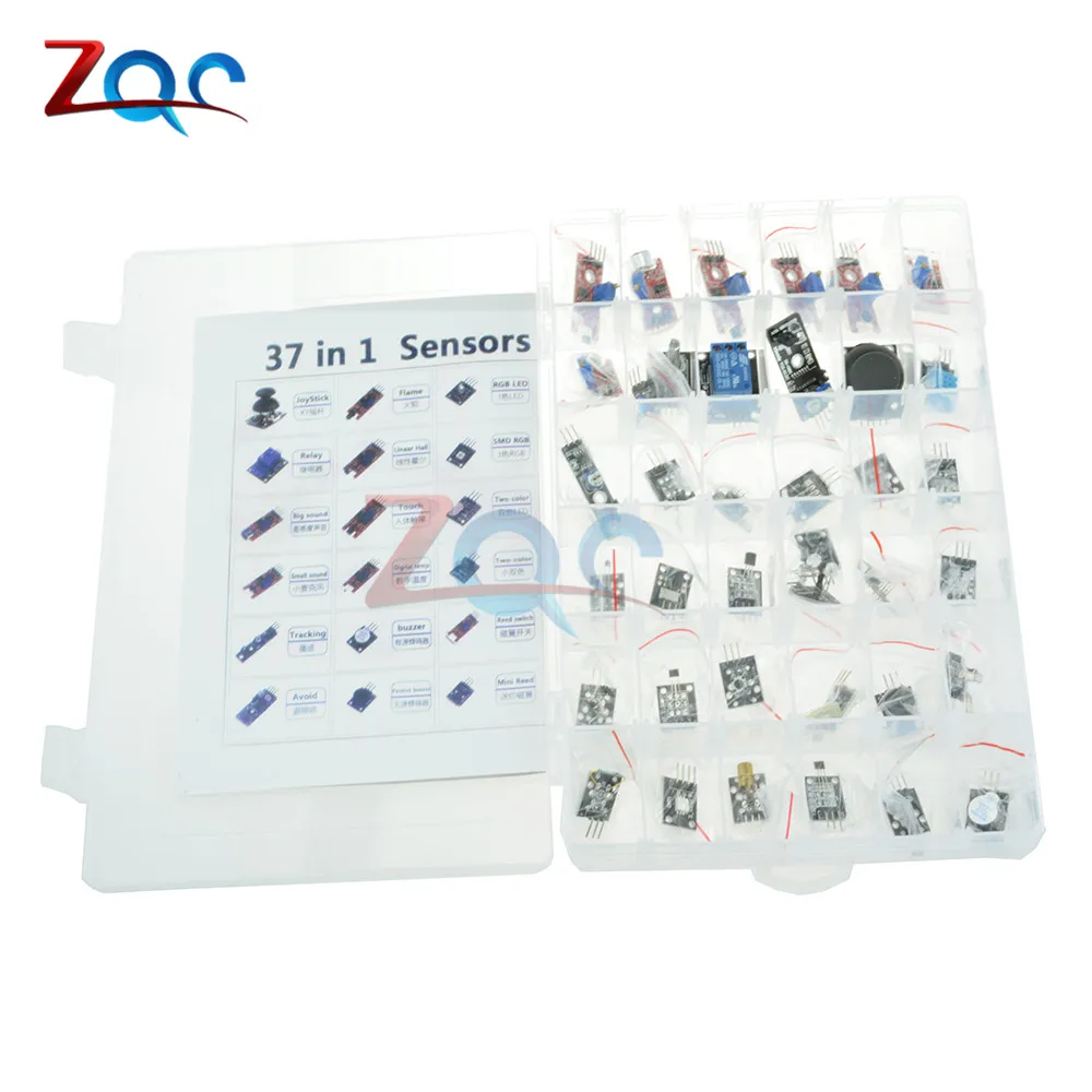 Комплект датчиков 37 в 1 для Arduino Starters brand/RGB/джойстик/Датчик DS18B20/Обнаружение