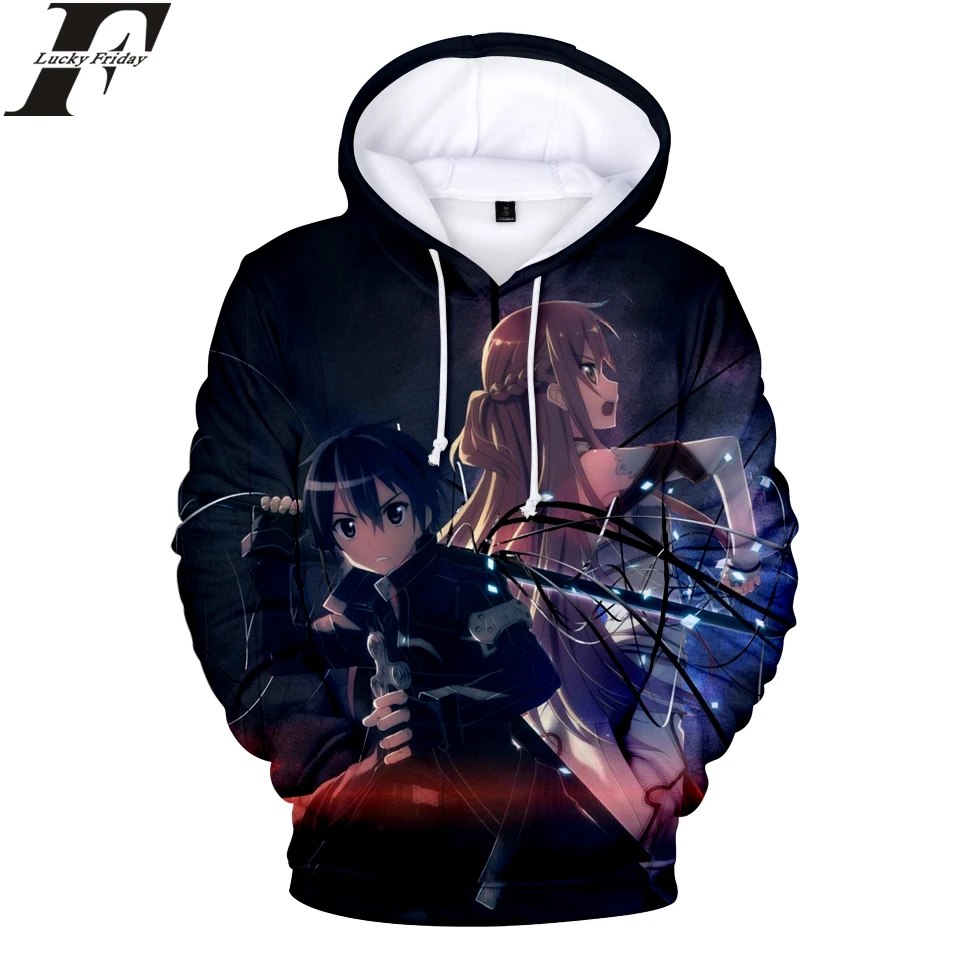 Sword Art 3D Print Pullover Hoodies Sweatshirt SAO Anime Women/Men Fashion Style Casual Clothes Plus Size | Женская одежда