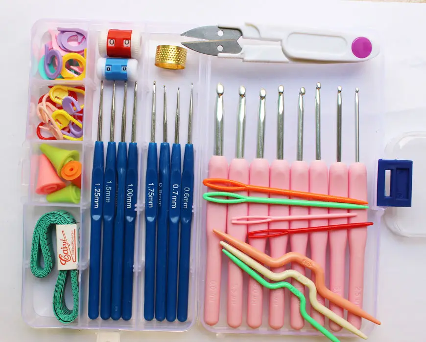 Набор инструментов для вязания 16 шт. крючков и чехлов|crochet set|craft crochetknitting needles |