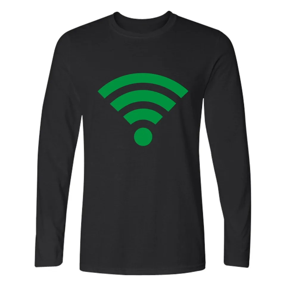 Бесплатная Wi-Fi Высококачественная хлопковая футболка Мужская с длинным рукавом