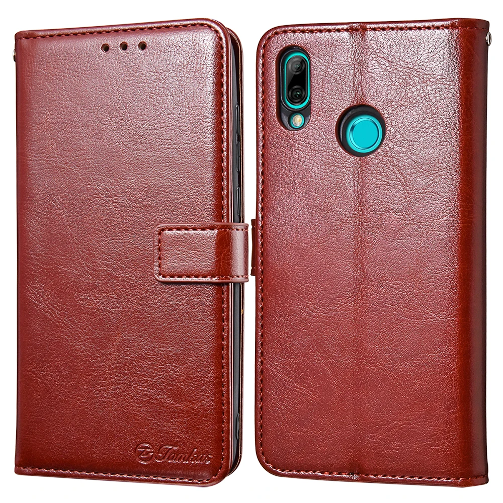Кожаный чехол бумажник TOMKAS для Huawei P Smart 2019 откидной с подставкой мягкий