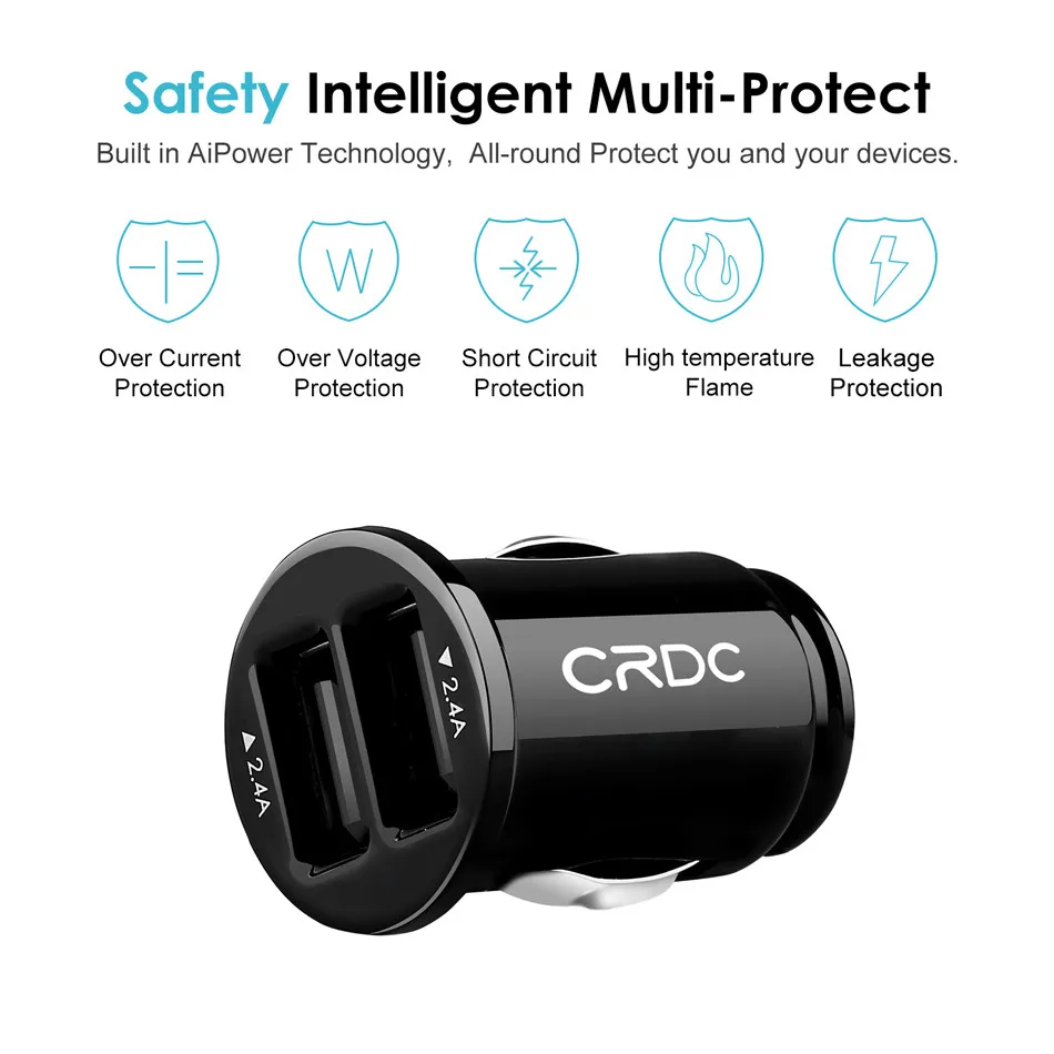 Автомобильное зарядное устройство CRDC с двумя usb портами быстрая/быстрая зарядка