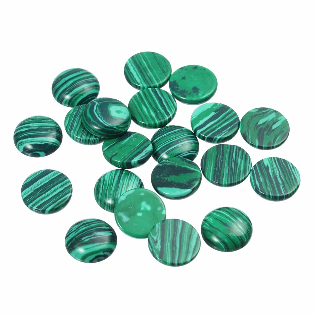

LOULEUR 10pcs/lot 6mm 8mm 10mm 12mm Malachite Natural Stone Cameo Cabochon Round Beads Diy Setting Findings Jewelry Making