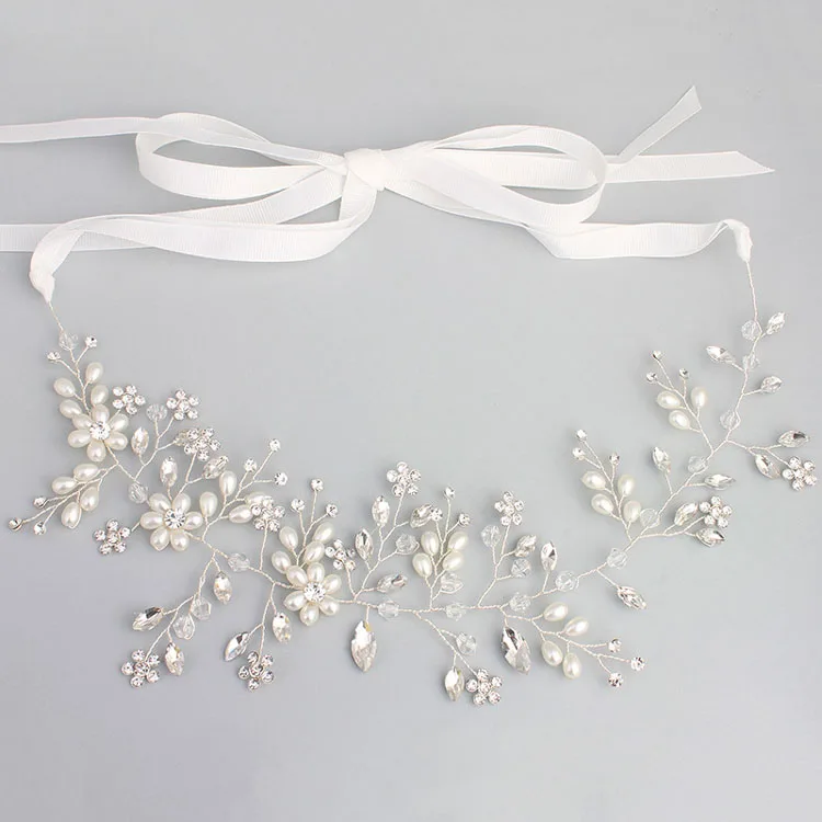 

Floralbride Handmade Rhinestones Crystals Pearls Flower Wedding Tiara Headband Bridal Headband Hair Accessories Bridesmaids