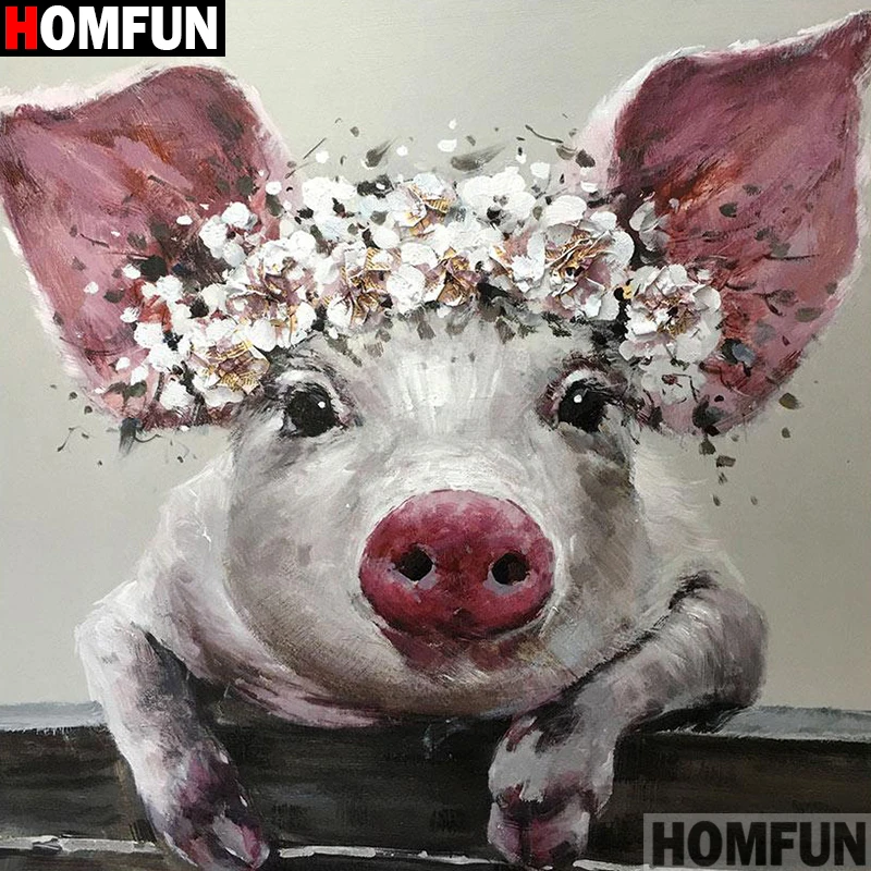 Алмазная живопись HOMFUN цветок Свинка полное квадратное/Круглое украшение для