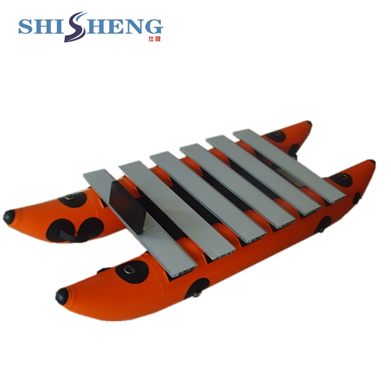 

CE aluminum floor inflatable catamaran boat for sale