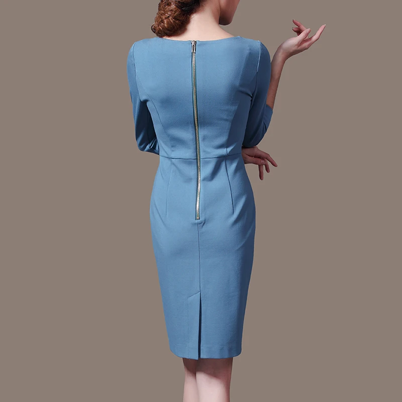 Женские модные платья элегантное облегающее однотонное офисное платье-карандаш