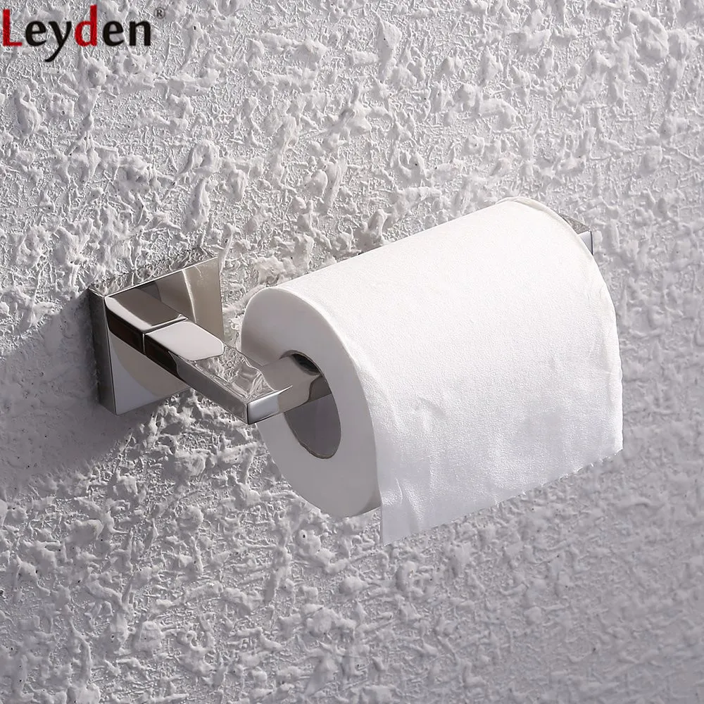 

Leyden Wall Mount Toilet Paper Holder Chrome Stainless Steel fFor Bathroom Kitchen Roll Paper Accessories Tissue Holder