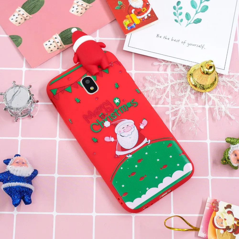 J8 Санта Клаус узорные термополиуретановые Чехлы для samsung Galaxy J7 J5 J3 чехол для телефона J730 J530 J330 Рождественская серия [002]