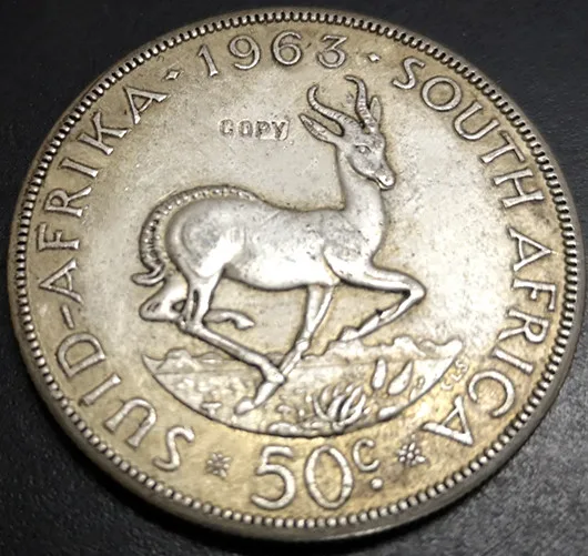 1963 Южная Африка 50 центов 1 я десятичная серия Посеребренная монета