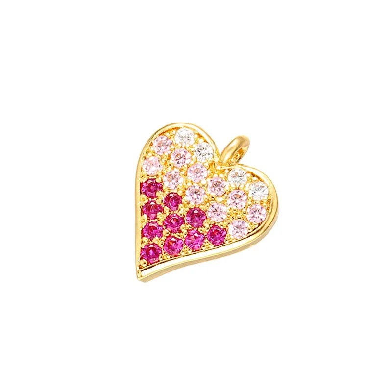 gold ZHUKOU 12x12 мм сладкий кристалл в форме сердца клубника маленький кулон для ожерелья серьги ювелирных изделий Аксессуары Модель: VD427 - Окраска металла: gold