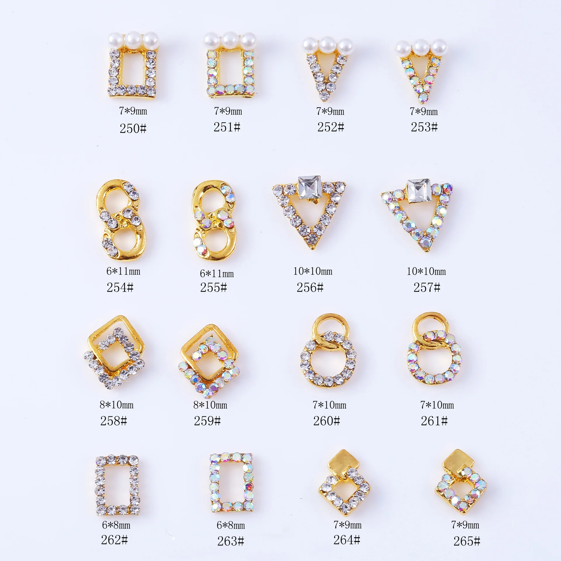 

20 шт., японские украшения для ногтей, аксессуары, изысканное 8 символов, украшение невесты, жемчужный треугольный прямоугольный полый каркас